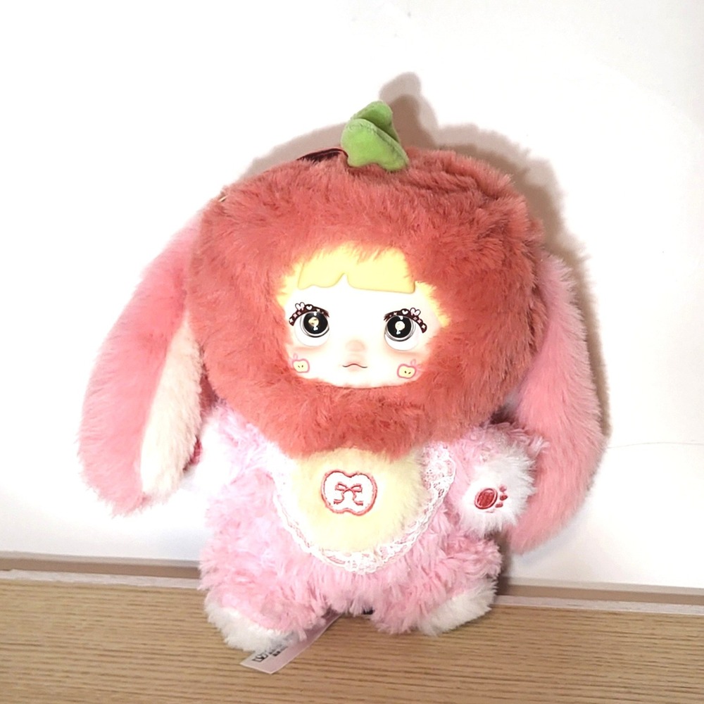 Nommi Plush Vinyl Face Doll Apple Theme Pink Orange Faux Fur HC009